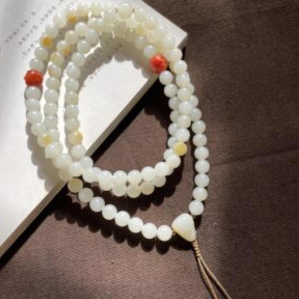 108 Buddha Single-seed Nephrite Bead Necklace view 2