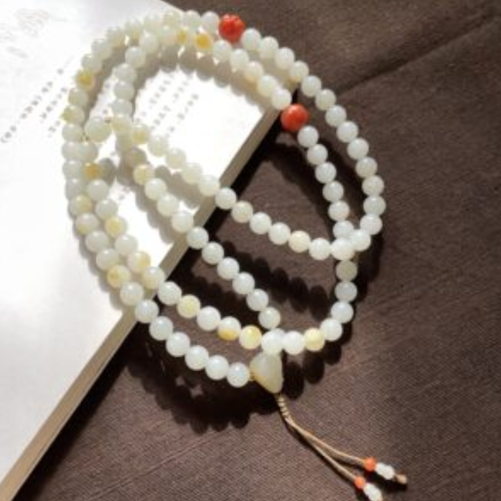 108 Buddha Single-seed Nephrite Bead Necklace view 4