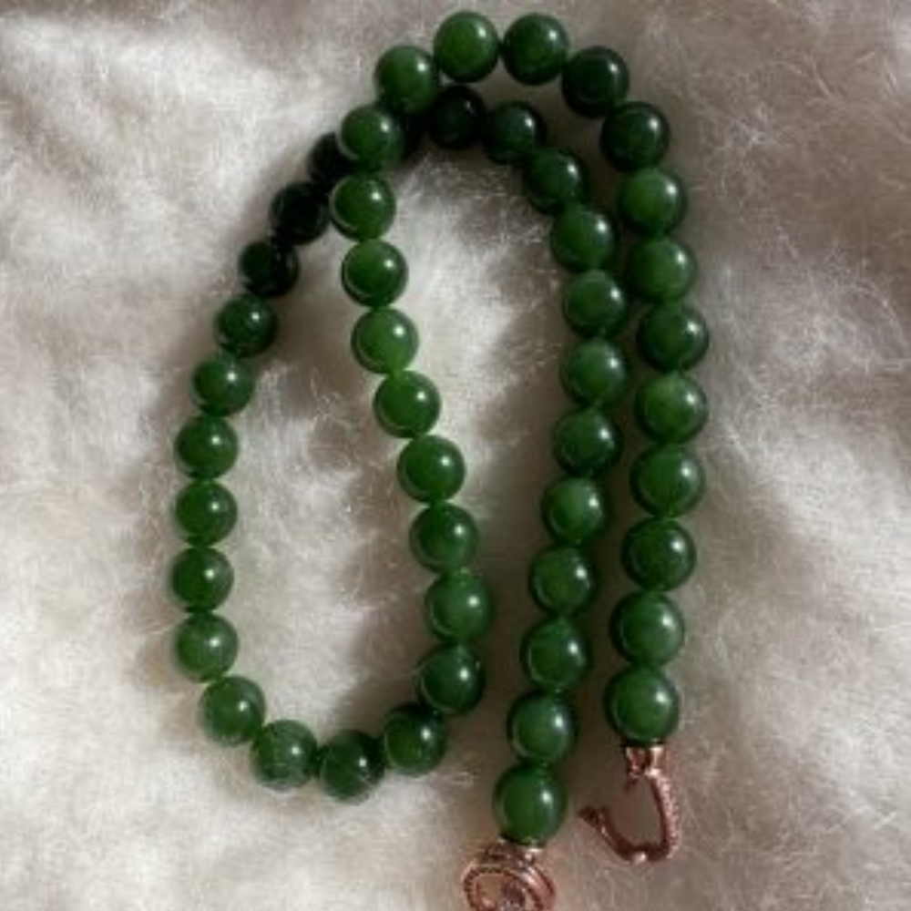 10mm Rich Green Nephrite Bead Necklace view 5