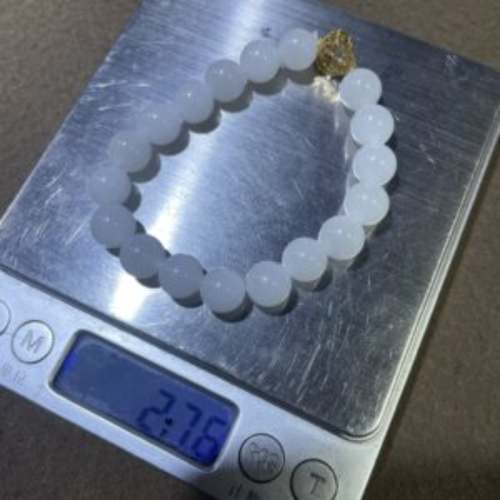 10mm White Nephrite Bead Bracelet view 4