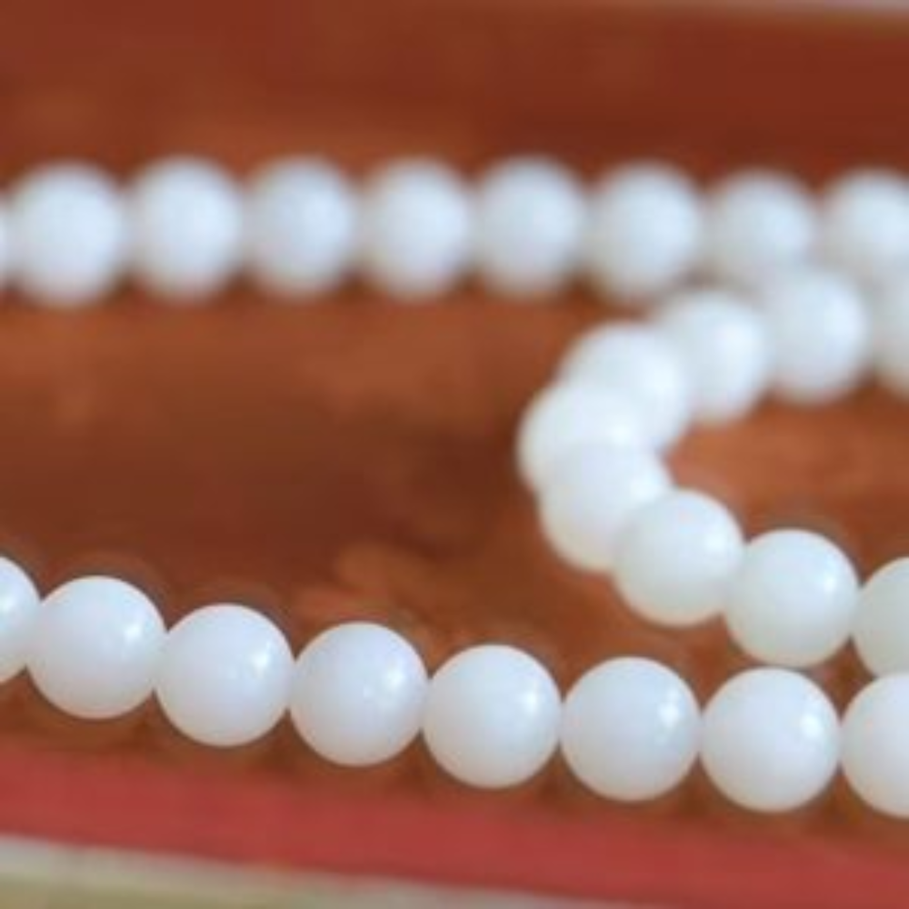 12mm White Nephrite Bead Necklace & Bracelet Set view 3