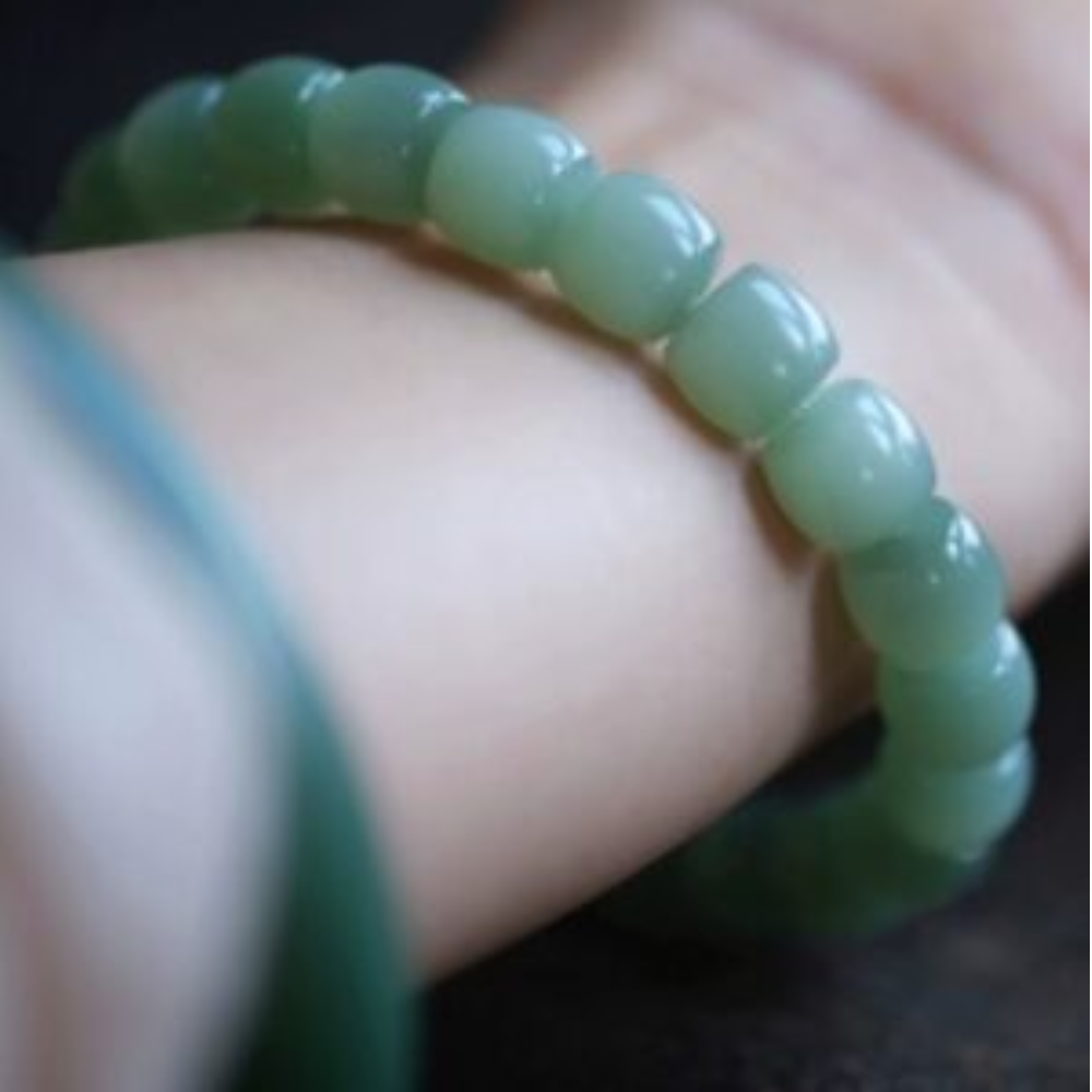 9*8MM Beaded Bracelet – Soft Petal Teal Nephrite from Russia view 3