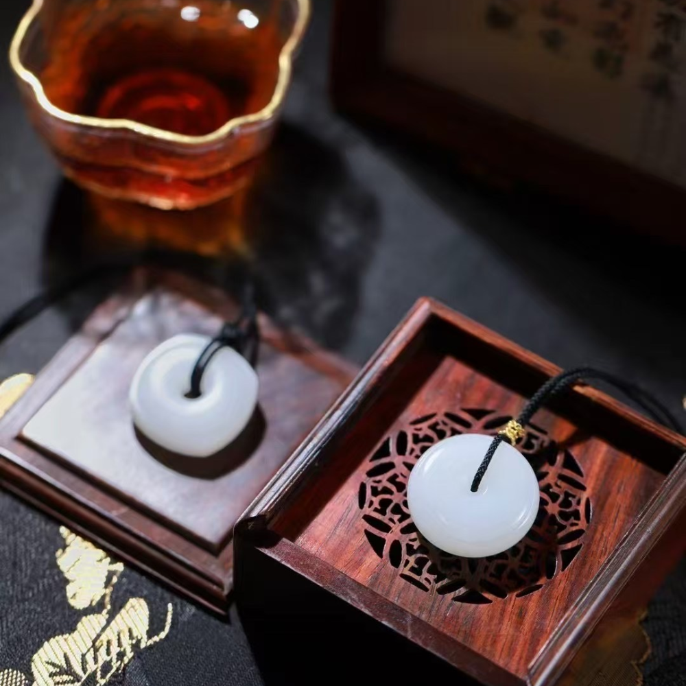 “Essence of Purity” – Twin White Nephrite Pendants view 2