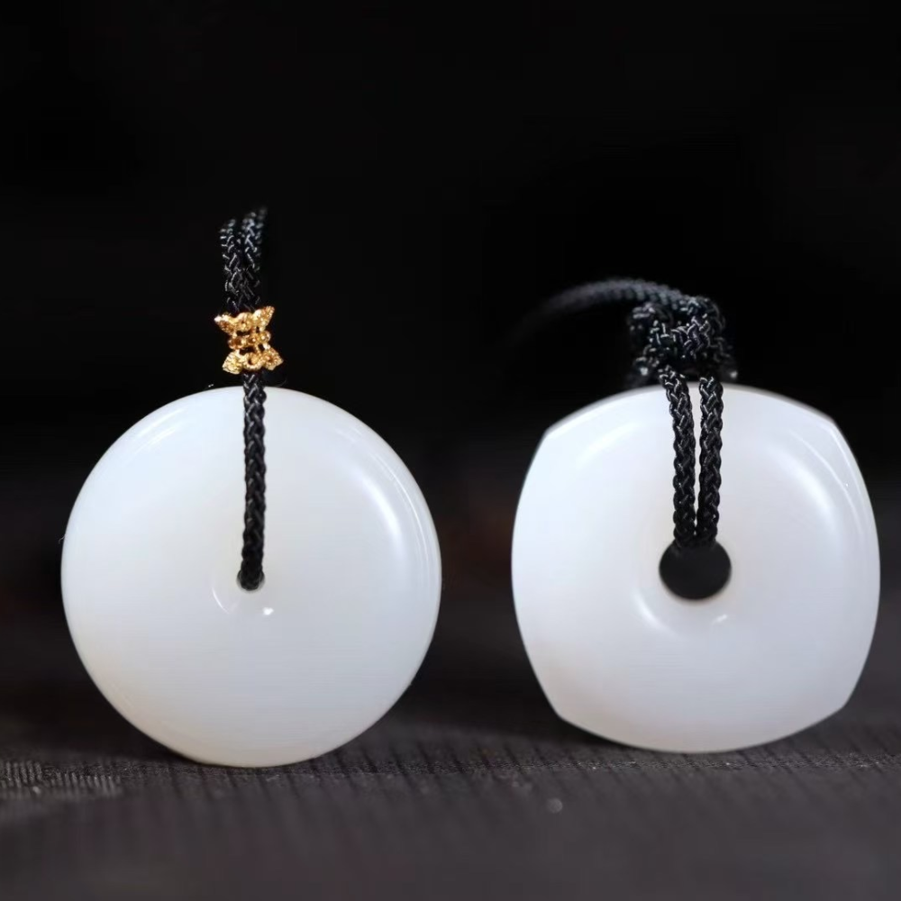 “Essence of Purity” – Twin White Nephrite Pendants view 1