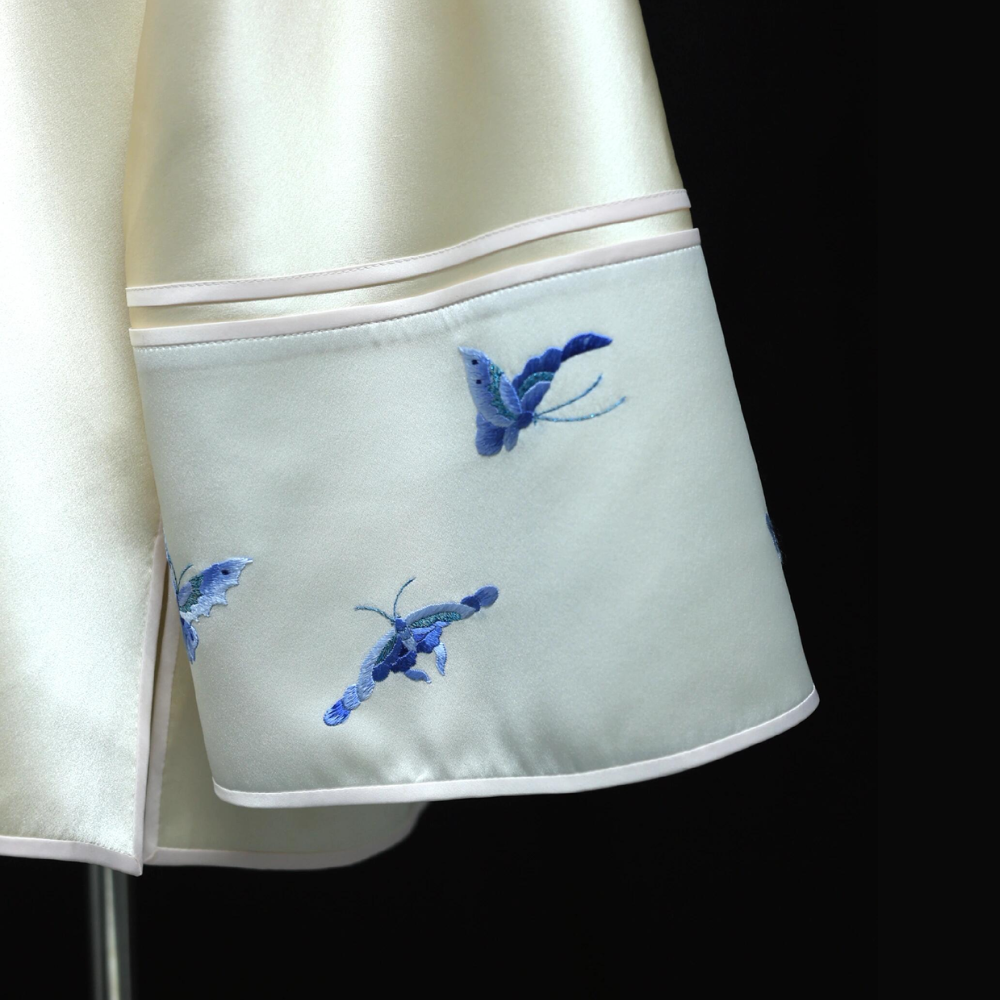 “Ethereal Elegance” Handcrafted Embroidery Silk Dress view 4