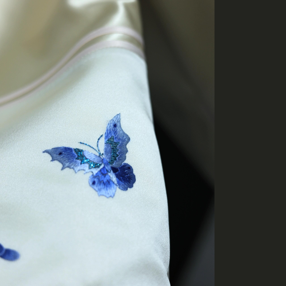 “Ethereal Elegance” Handcrafted Embroidery Silk Dress view 1