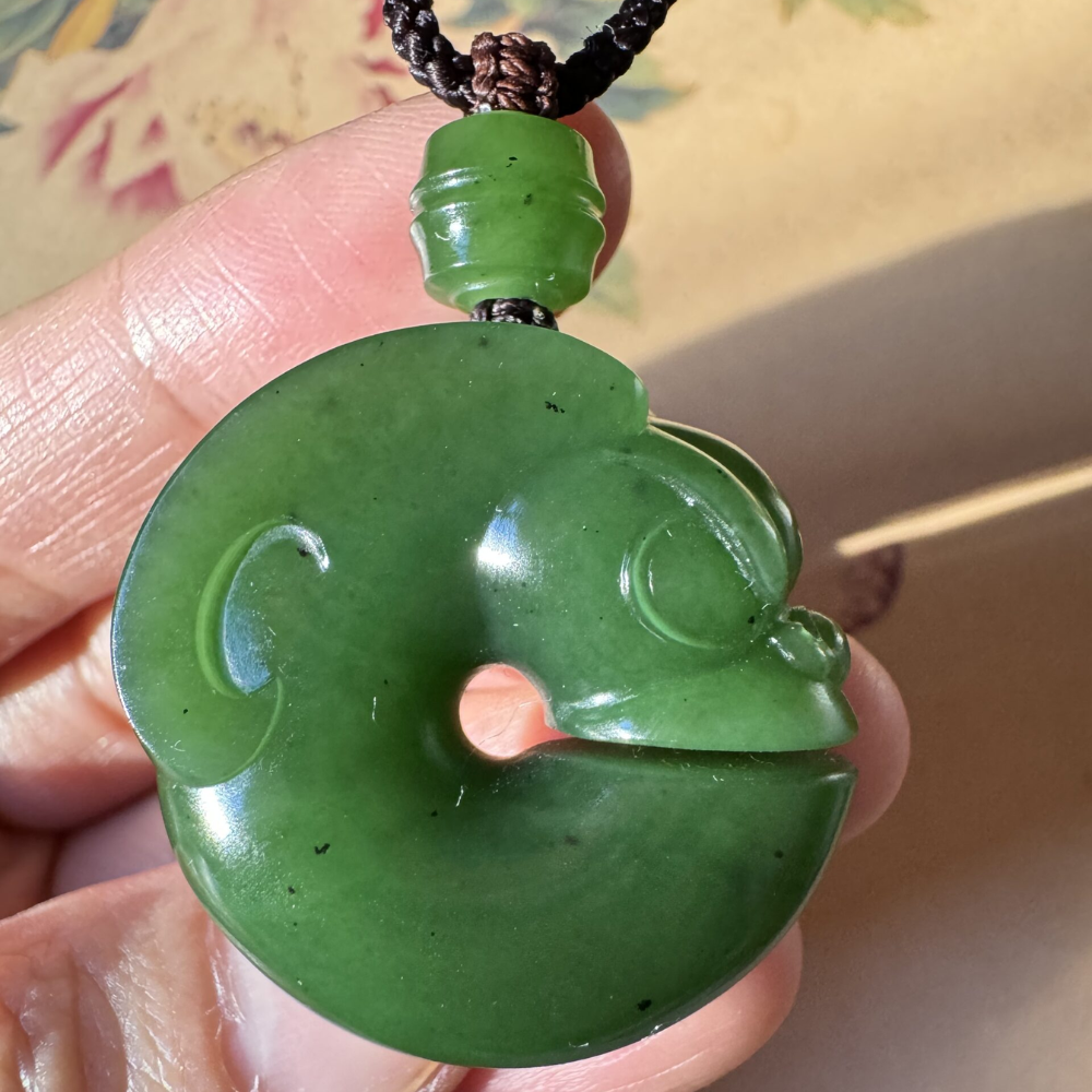Green Nephrite Jade Pig Dragon Pendant view 1