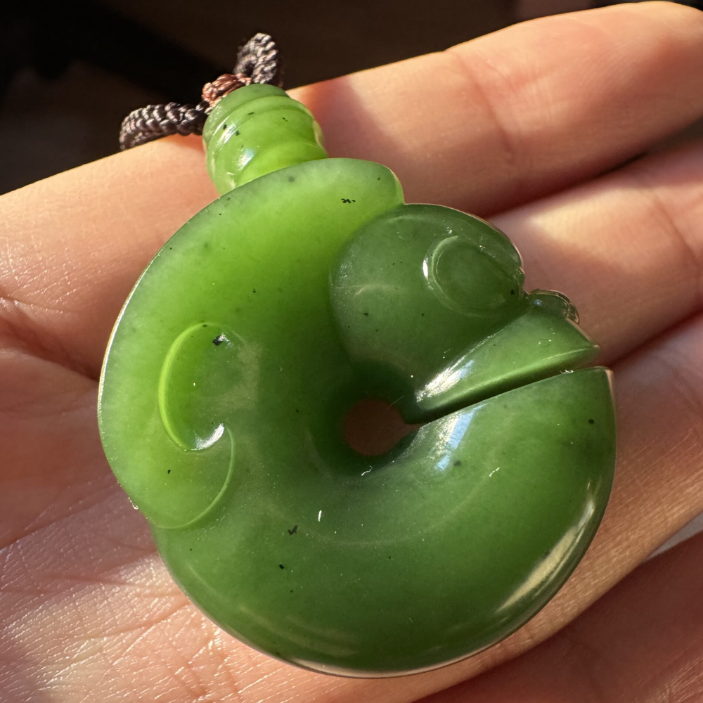 Green Nephrite Jade Pig Dragon Pendant view 4