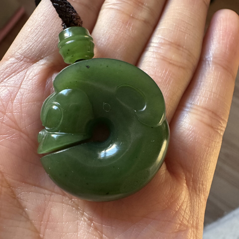 Green Nephrite Jade Pig Dragon Pendant