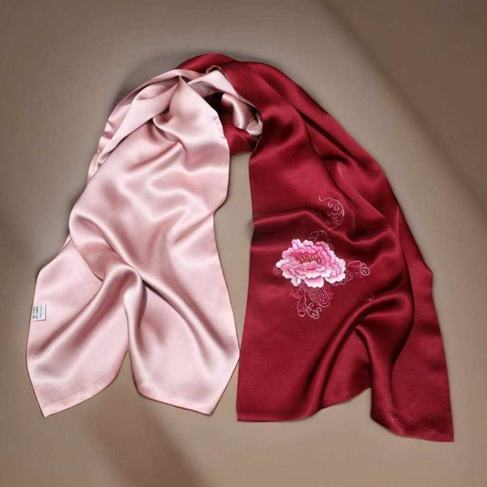 Hand-Embroidered Silk Scarf – Daily Essential view 2