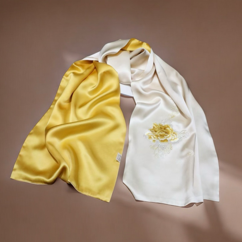 Hand-Embroidered Silk Scarf – Daily Essential view 1