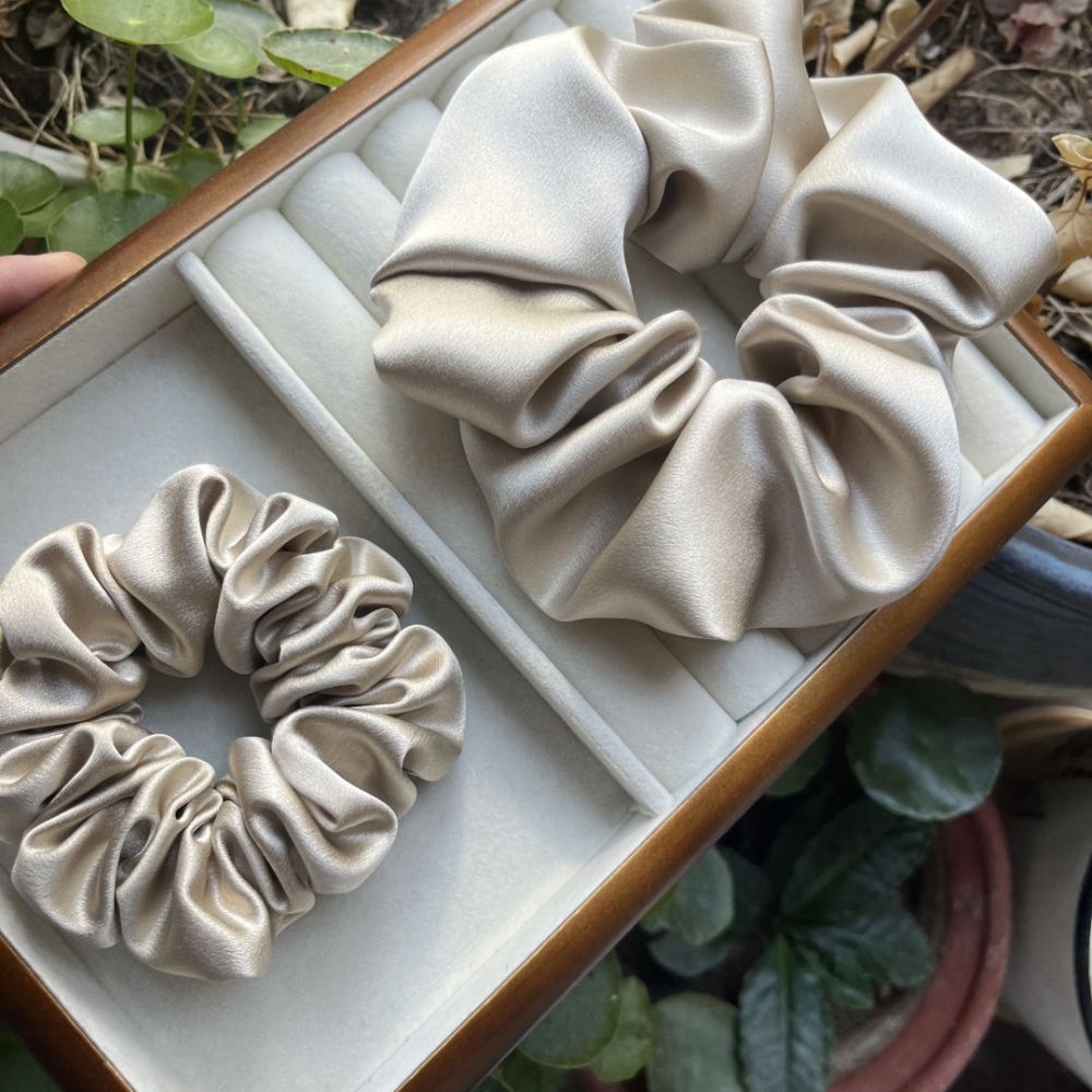 Healthy hair! Luxury Silk Hair Scrunchie Set – 6cm & 4cm view 5