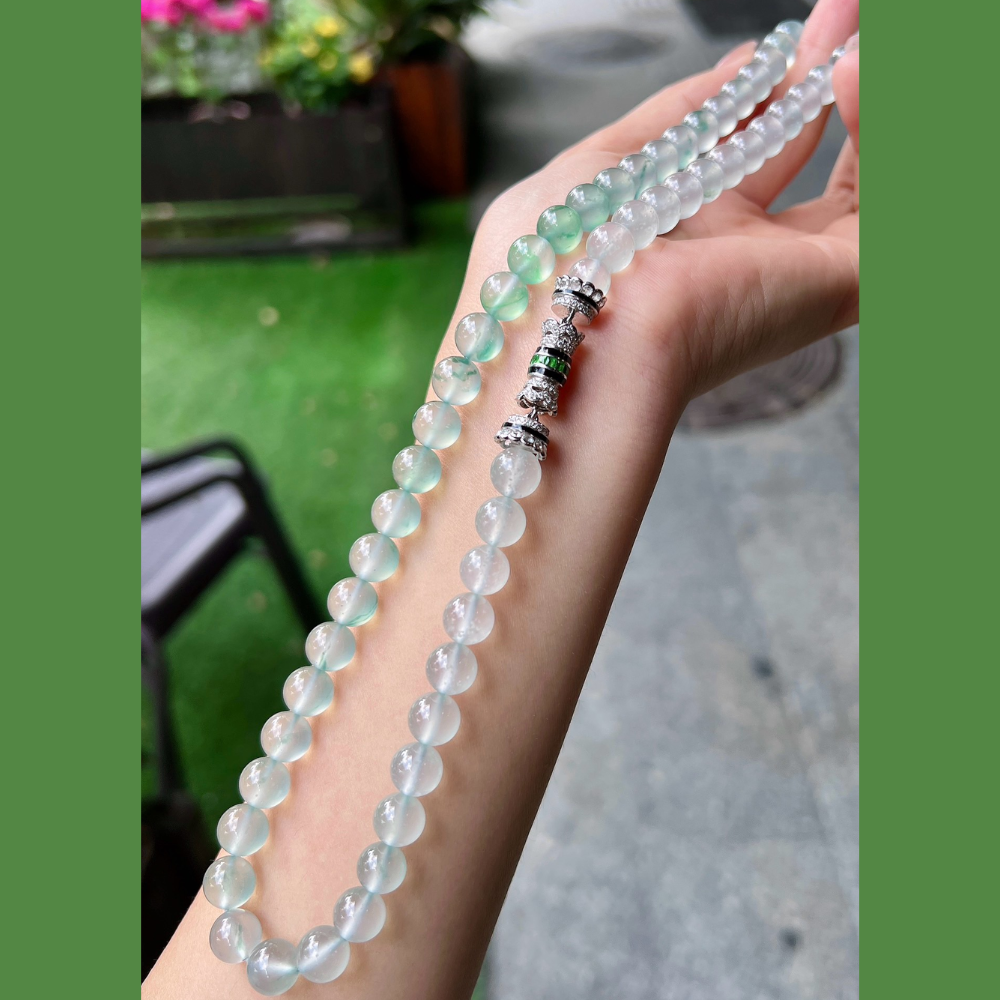 Icy Round Bead Jadeite Necklace view 4