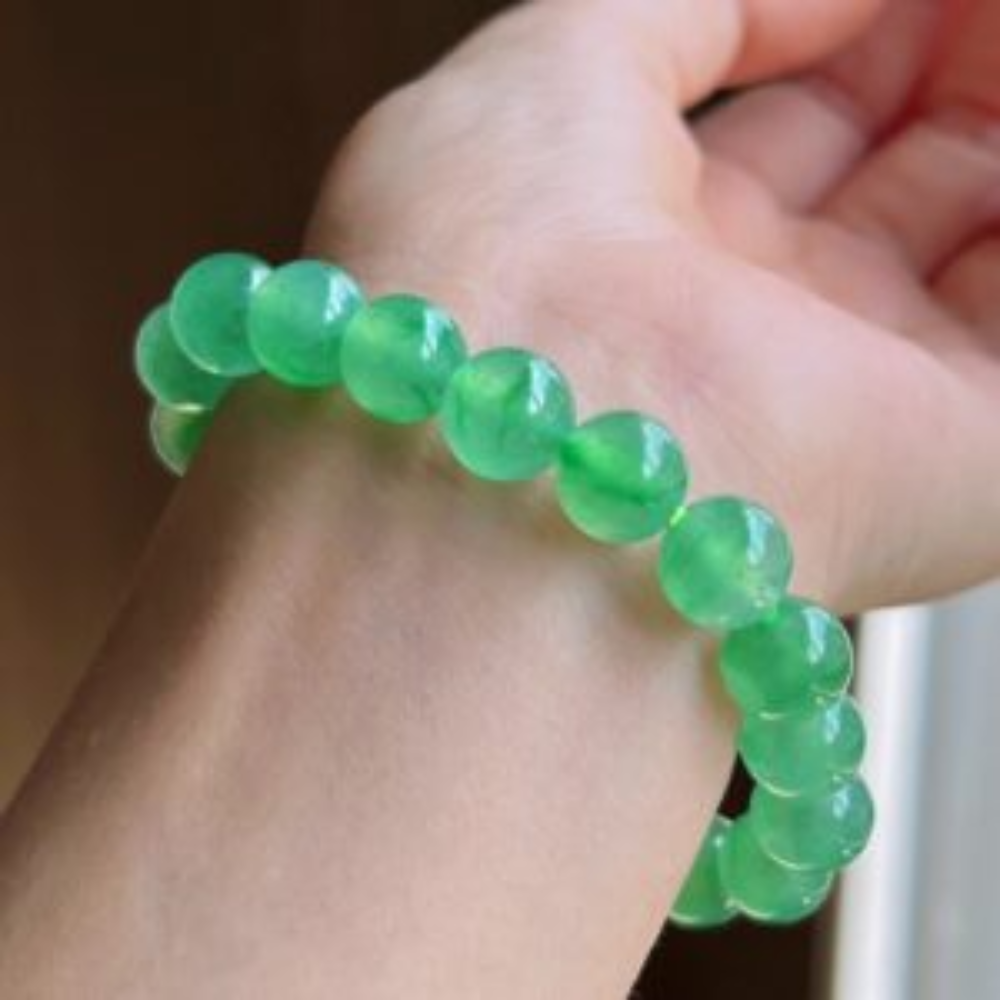 Icy Sweet Green Round Bead Jadeite Bracelet view 2