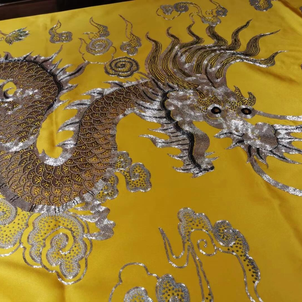 Imperial Dragon & Phoenix Hand-Embroidered Silk Shawl view 9