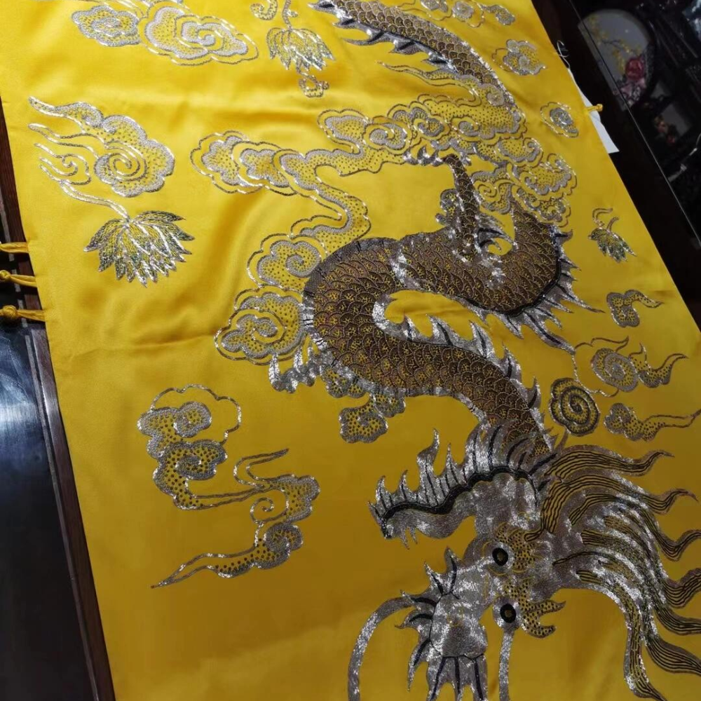 Imperial Dragon & Phoenix Hand-Embroidered Silk Shawl view 10