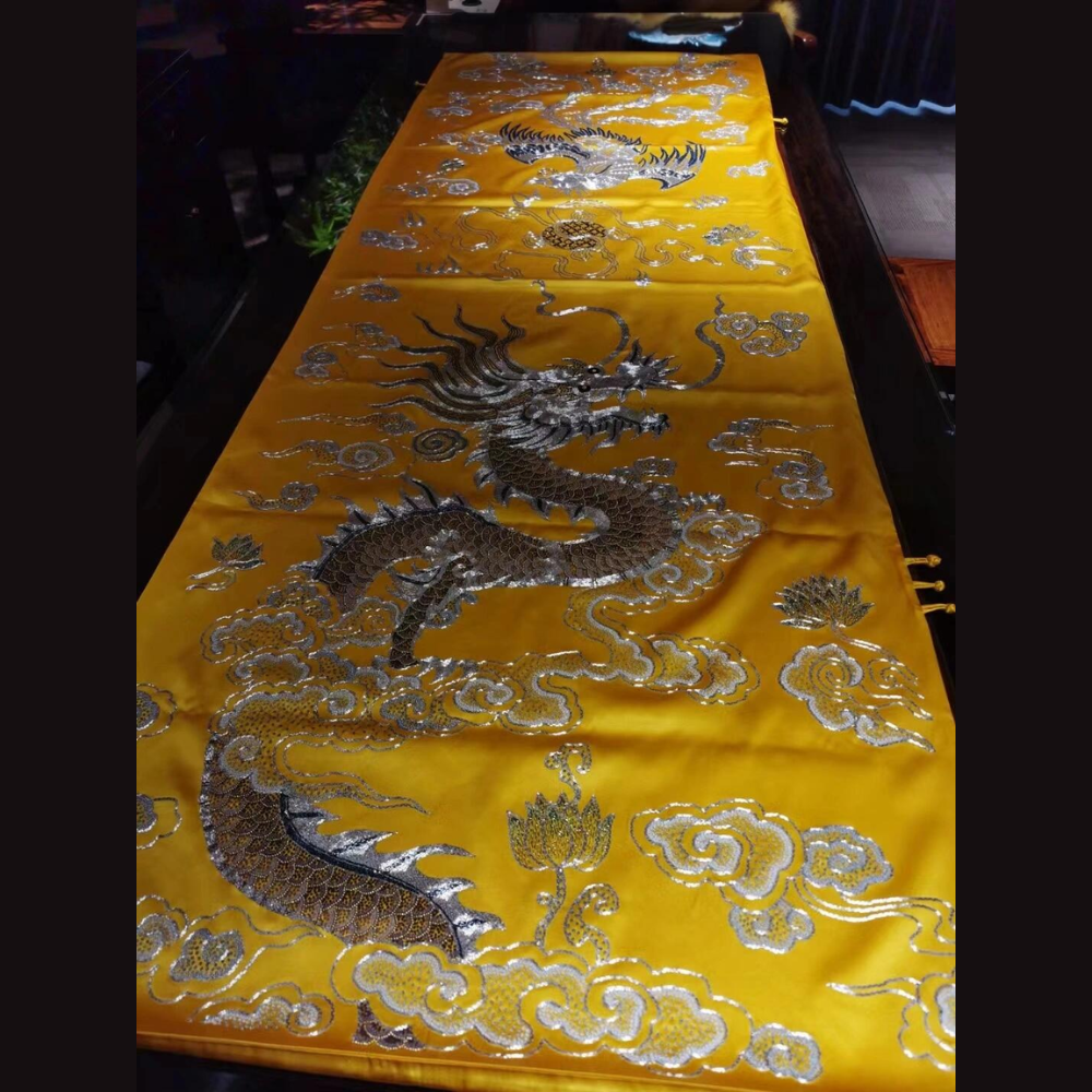 Imperial Dragon & Phoenix Hand-Embroidered Silk Shawl view 12