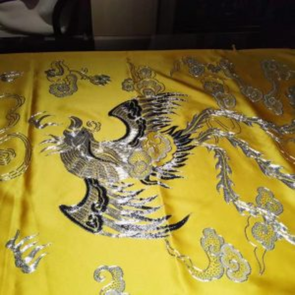 Imperial Dragon & Phoenix Hand-Embroidered Silk Shawl view 11