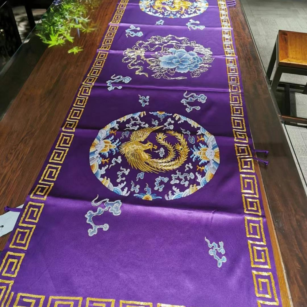 Imperial Dragon & Phoenix Hand-Embroidered Silk Shawl view 5