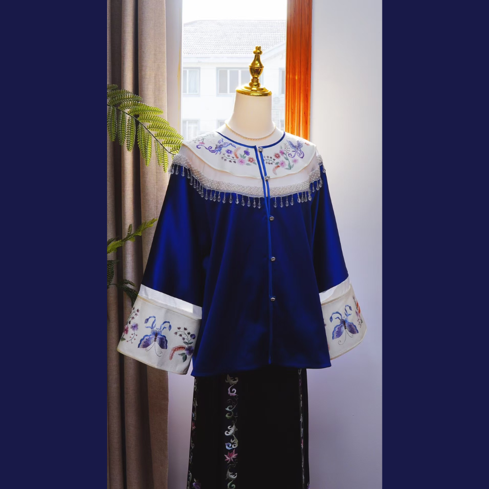 “Imperial Grace” Handcrafted Embroidery Silk Dress view 1