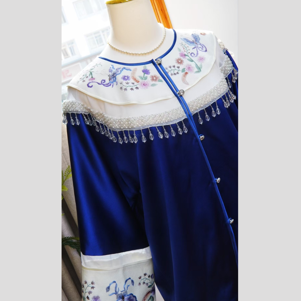 “Imperial Grace” Handcrafted Embroidery Silk Dress view 3