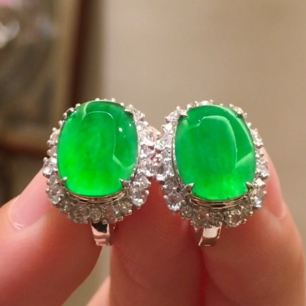 Imperial Green Jadeite Earrings view 3