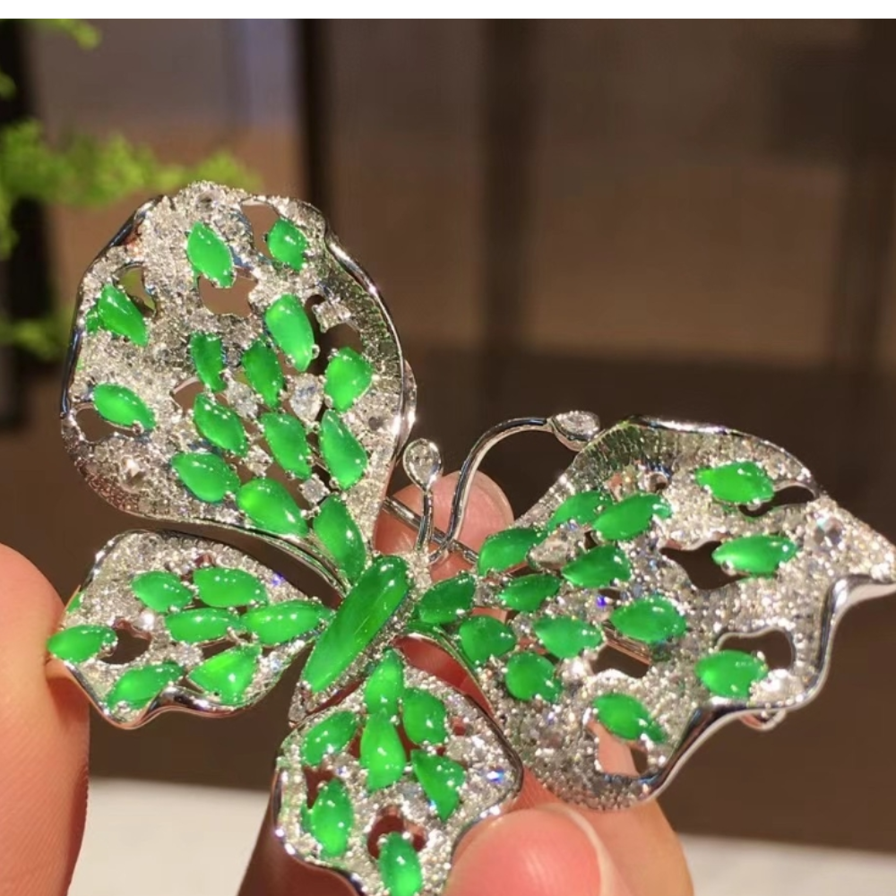 Jadeite Butterfly Brooch view 1
