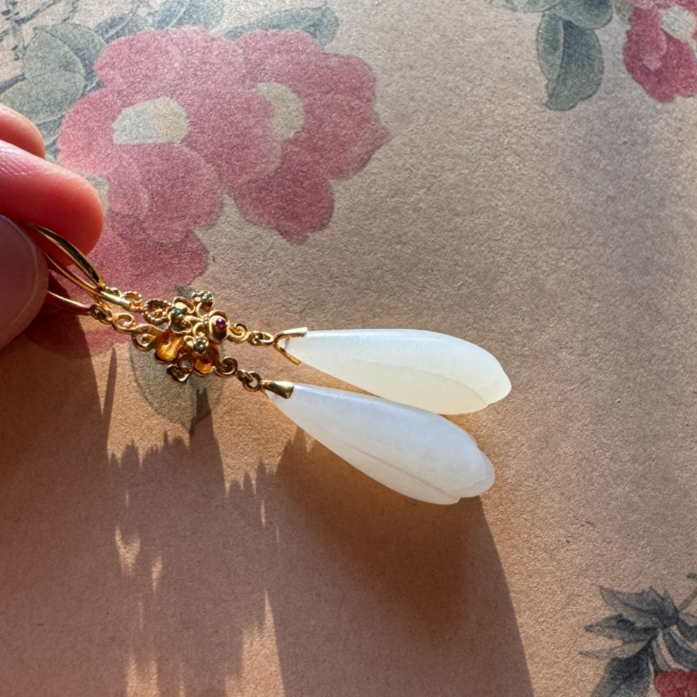 Magnolia Elegance Jade Earrings view 1