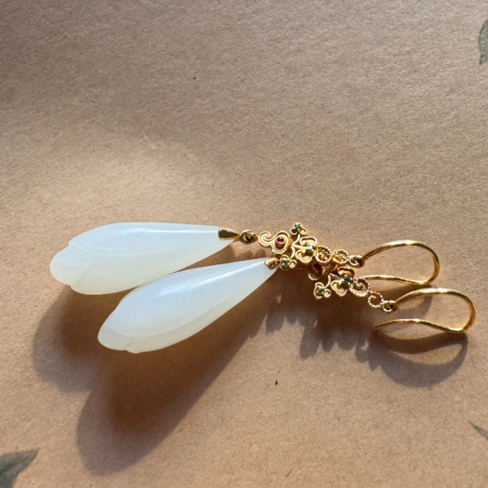 Magnolia Elegance Jade Earrings view 2