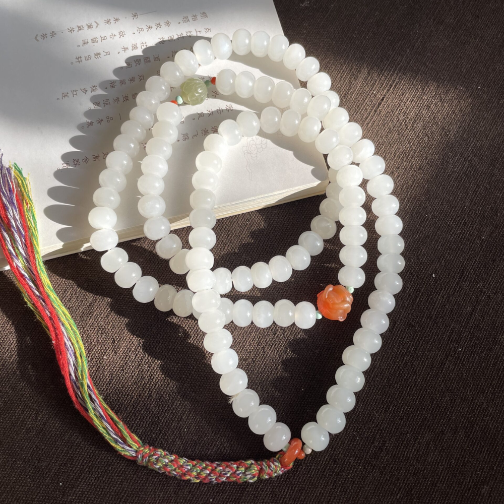 Serene Harmony 108 Buddha Nephrite Necklace – 7*8mm
