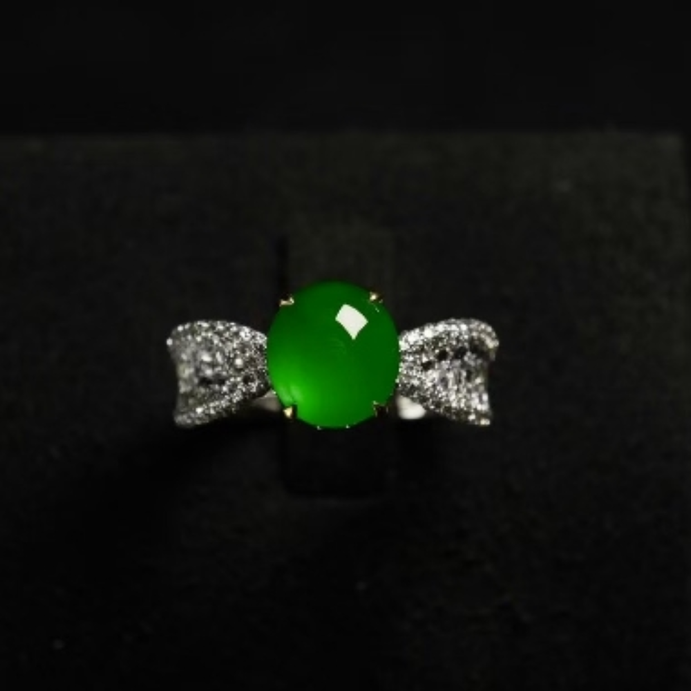 “Verdant Elegance” Green Jadeite Ring view 3