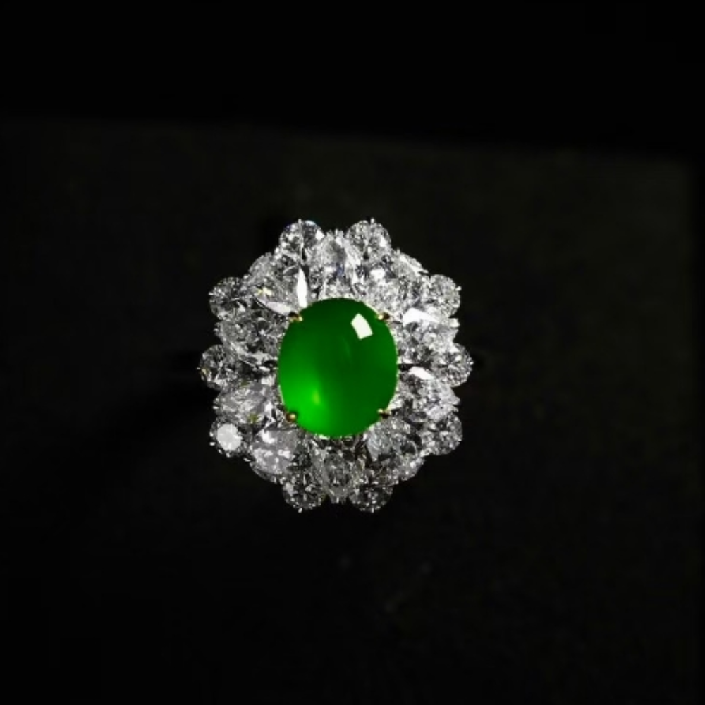 “Verdant Elegance” Green Jadeite Ring view 5