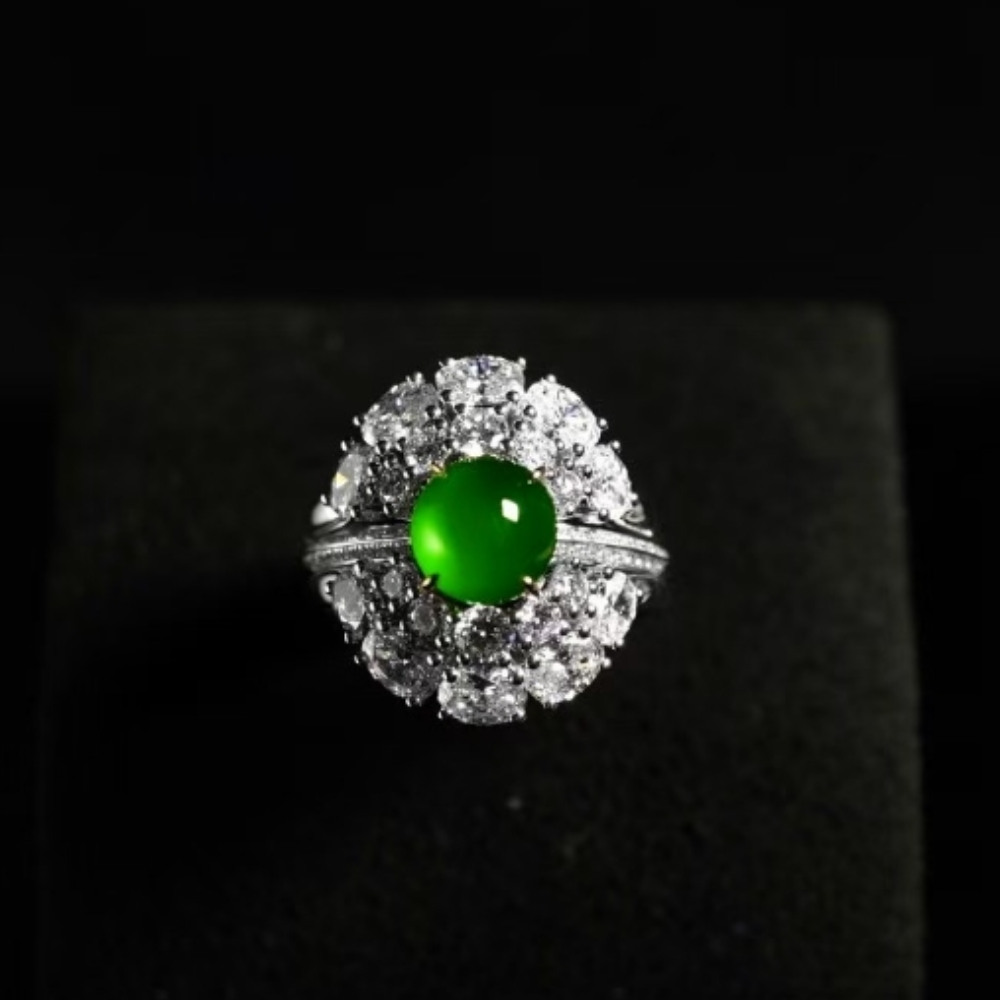 “Verdant Elegance” Green Jadeite Ring view 6
