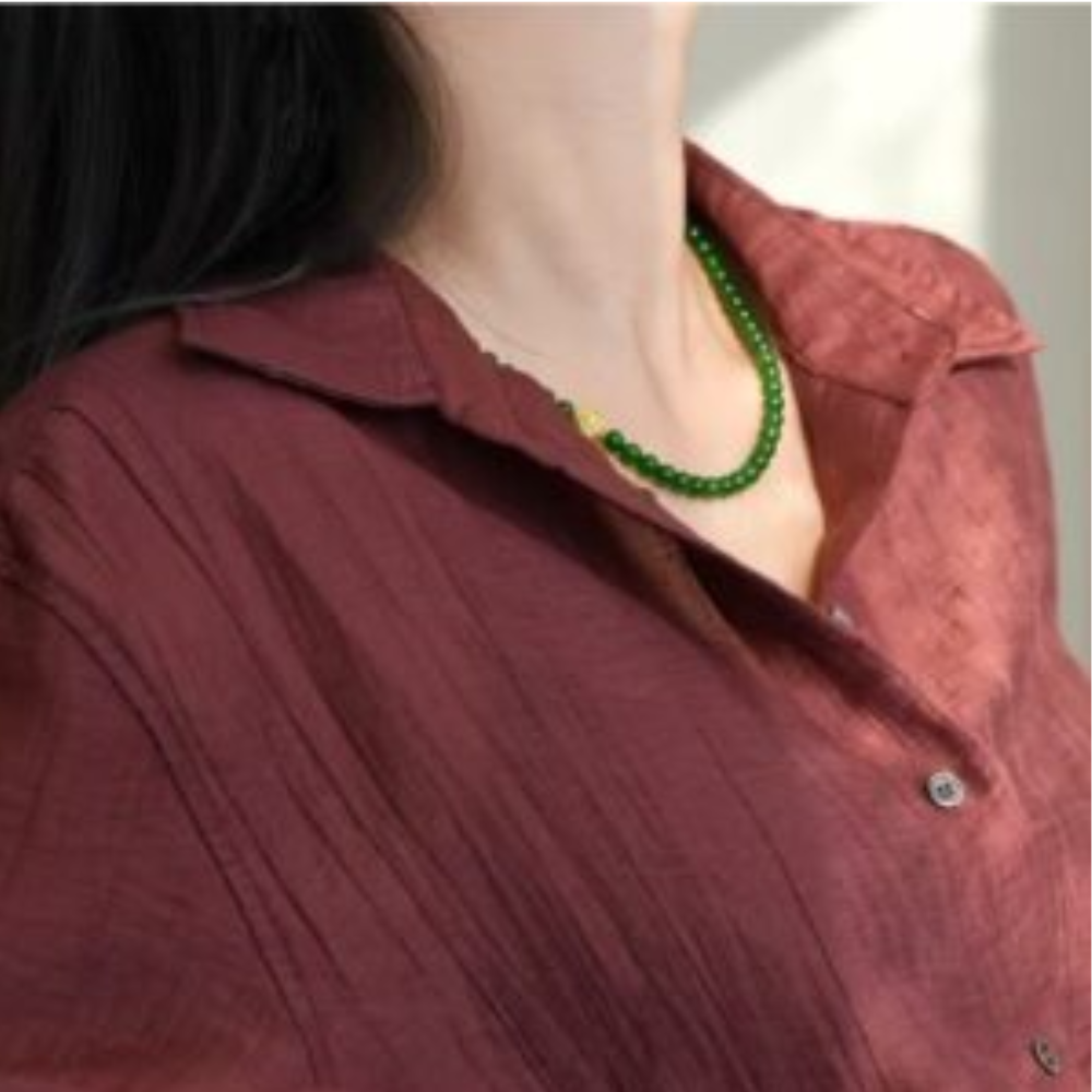Vintage Green Nephrite Jade Collarbone Chain view 4