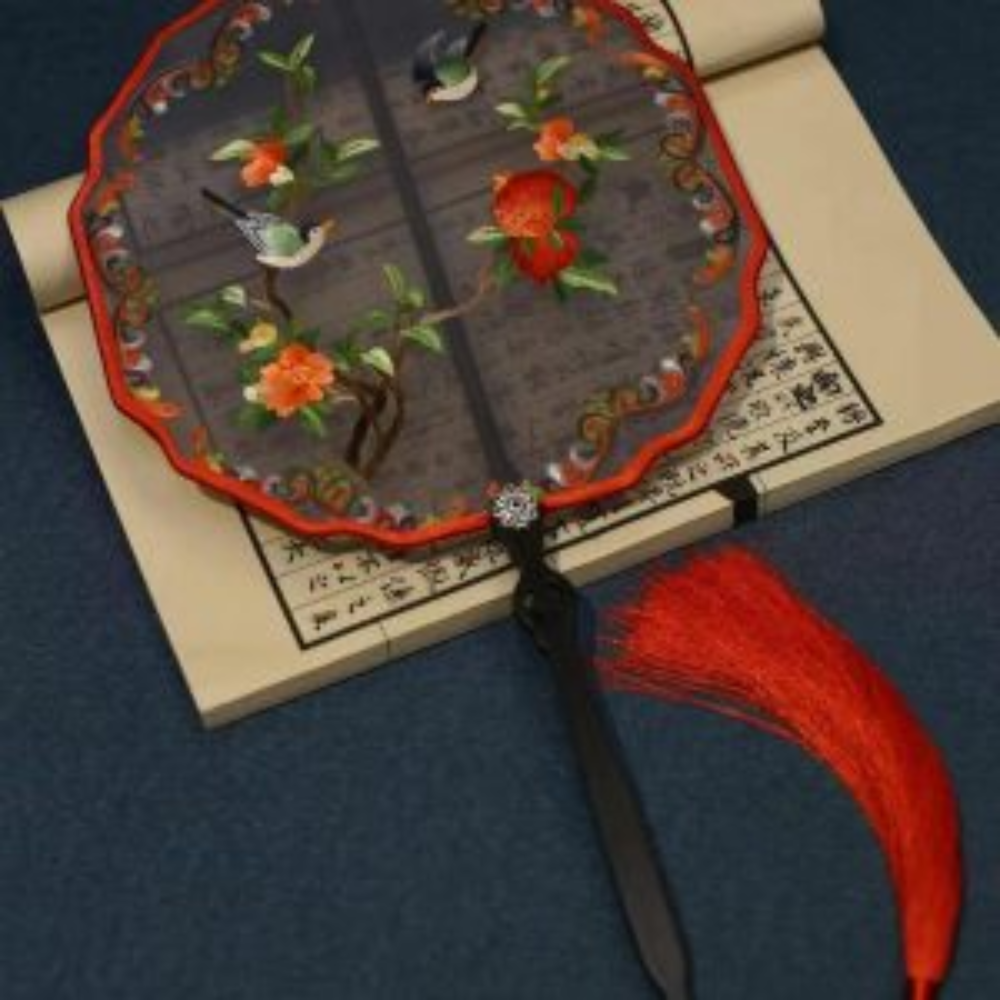 Handcrafted Silk Thread Embroidered Fan view 12