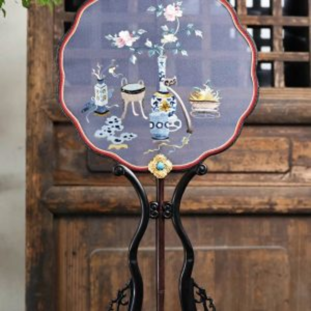Handcrafted Silk Thread Embroidered Fan view 14