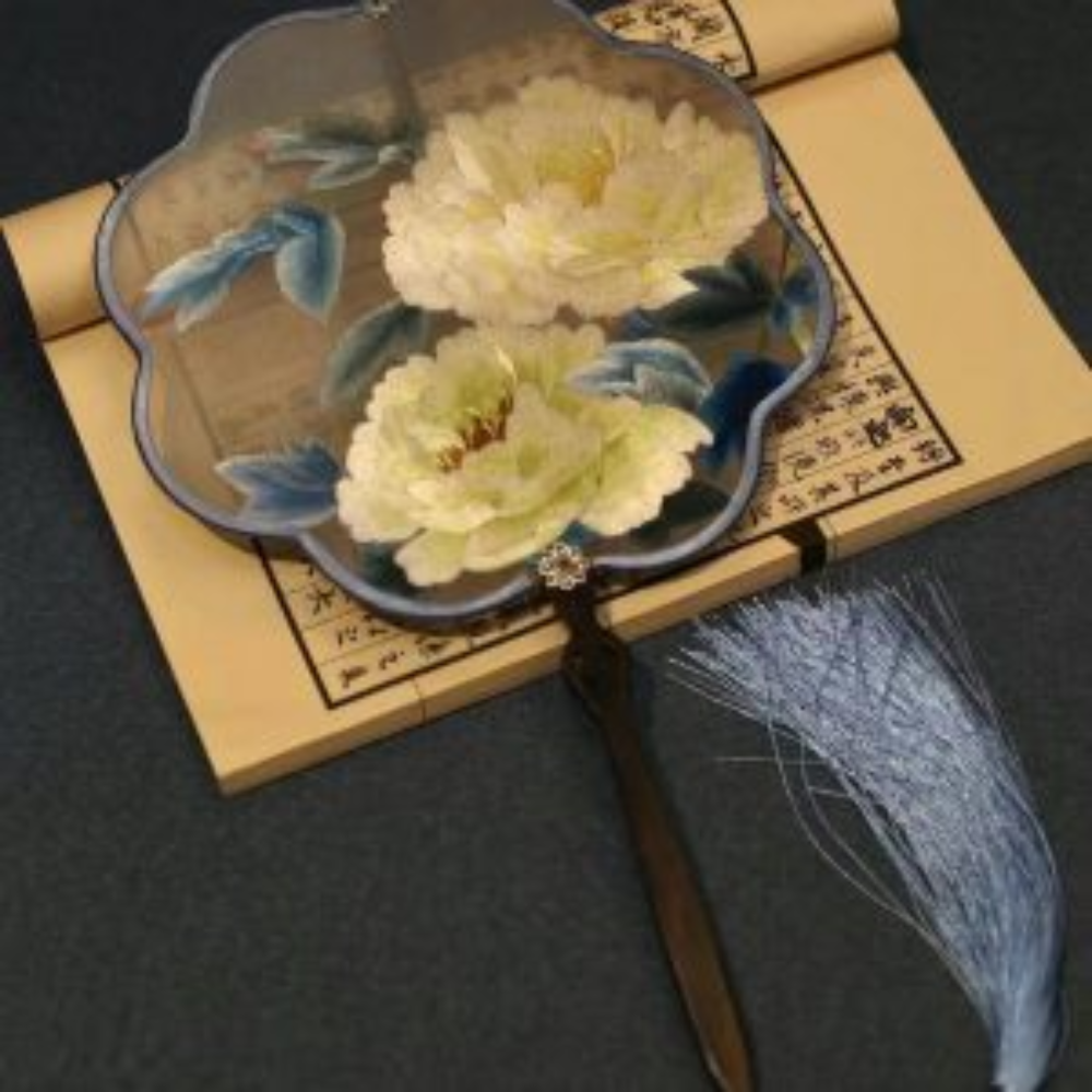 Handcrafted Silk Thread Embroidered Fan view 15