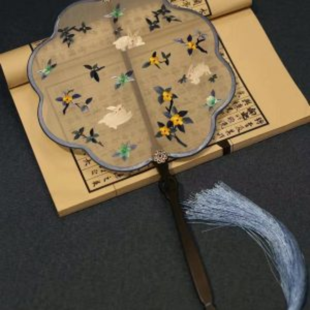 Handcrafted Silk Thread Embroidered Fan view 17
