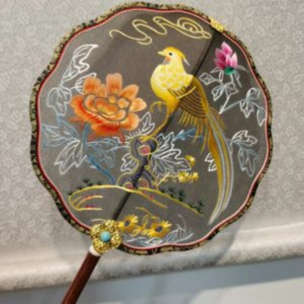 Handcrafted Silk Thread Embroidered Fan view 21