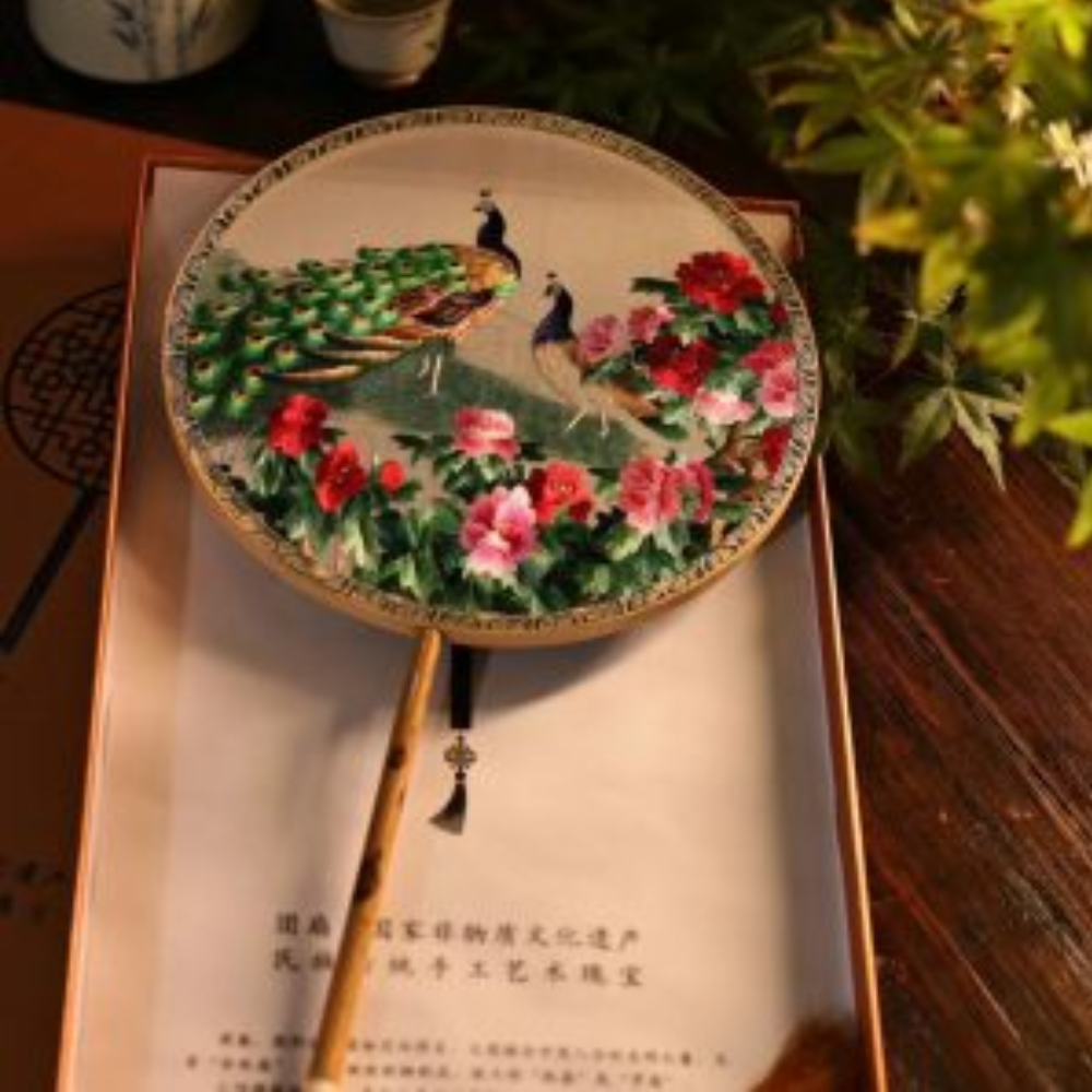 Handcrafted Silk Thread Embroidered Fan view 3