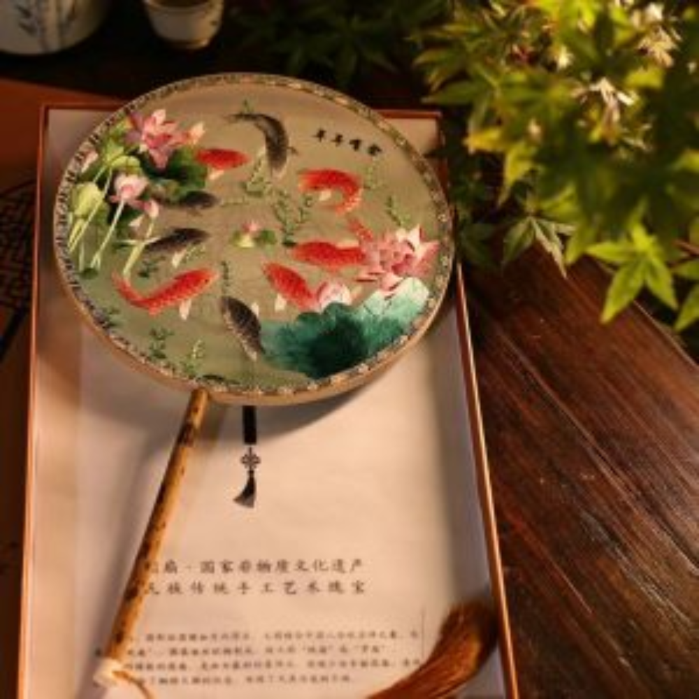 Handcrafted Silk Thread Embroidered Fan view 4