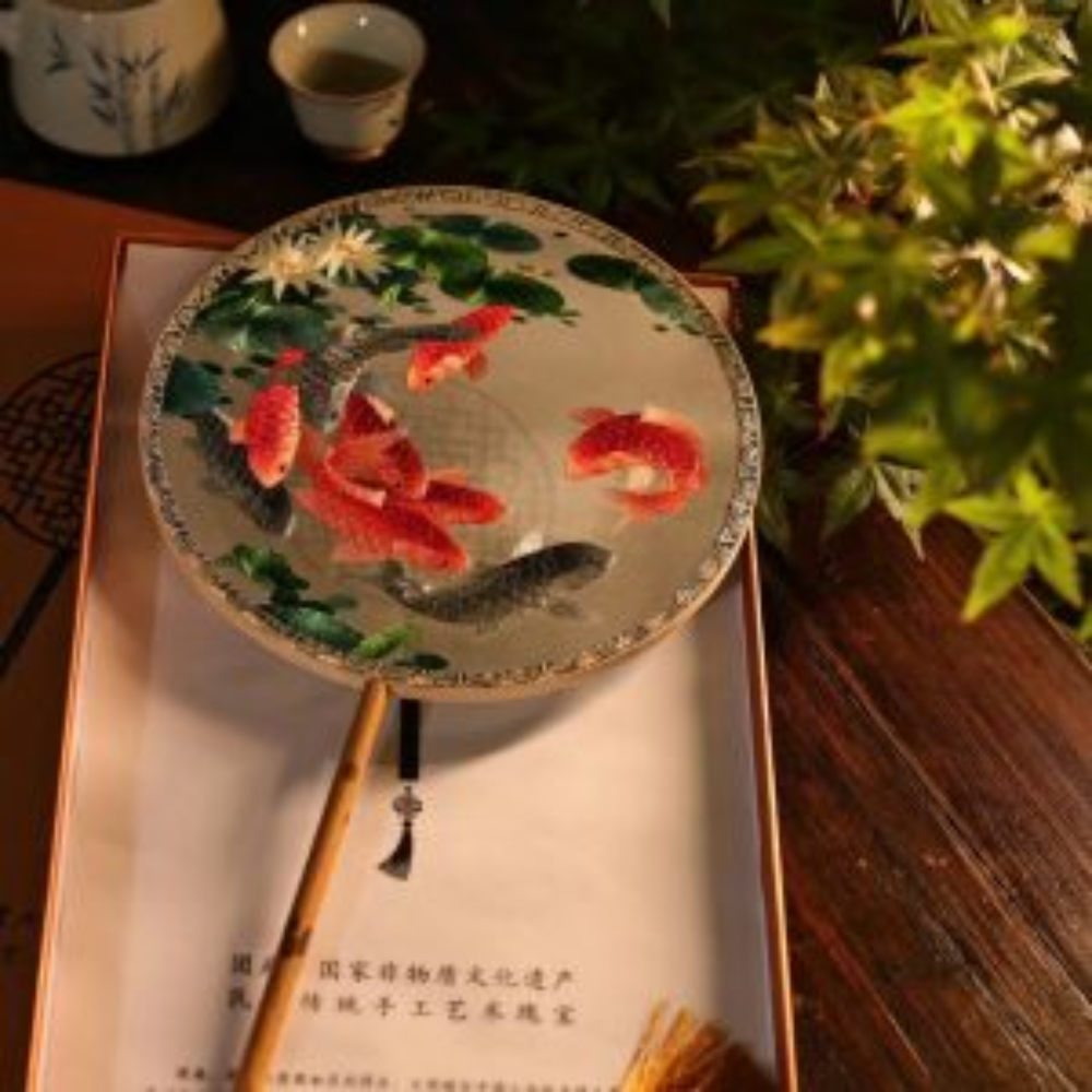 Handcrafted Silk Thread Embroidered Fan view 5