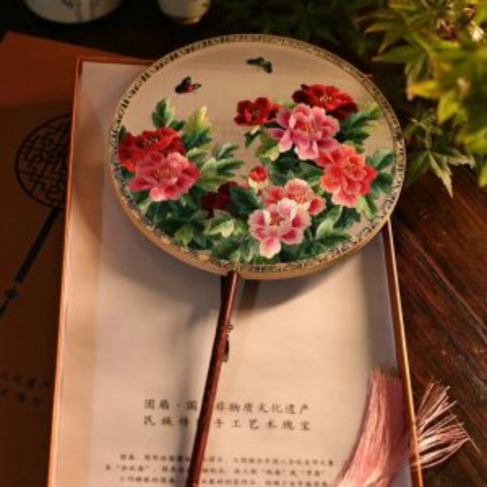 Handcrafted Silk Thread Embroidered Fan view 6