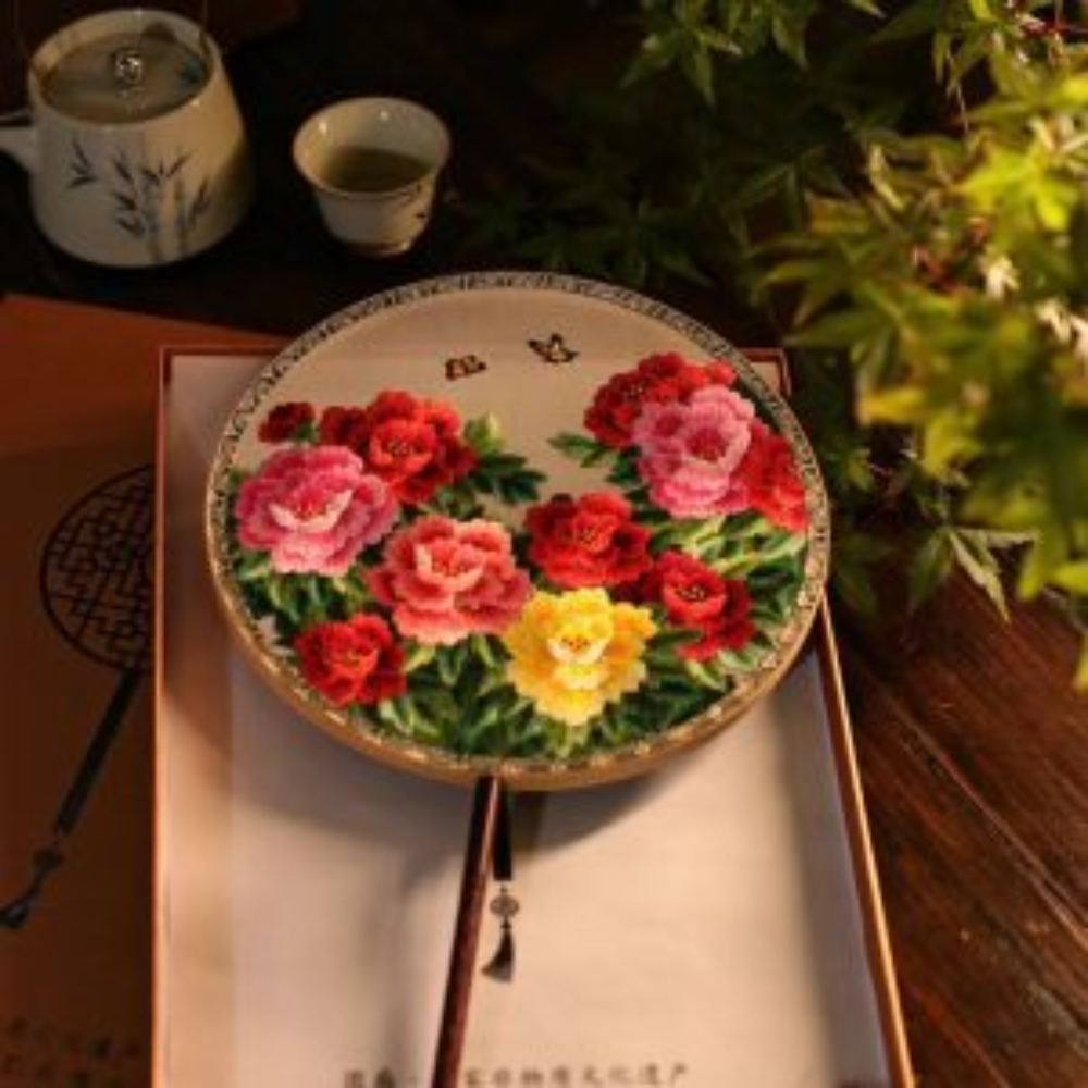 Handcrafted Silk Thread Embroidered Fan view 7