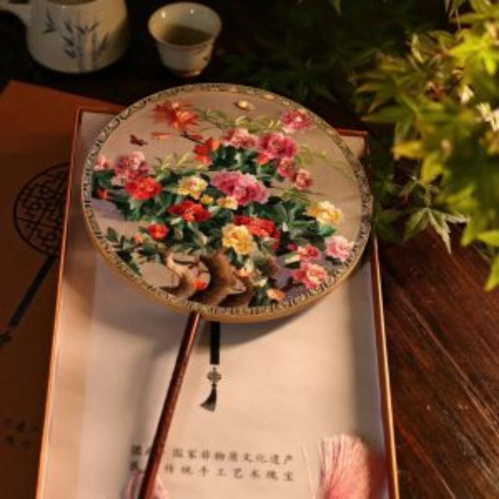 Handcrafted Silk Thread Embroidered Fan view 8