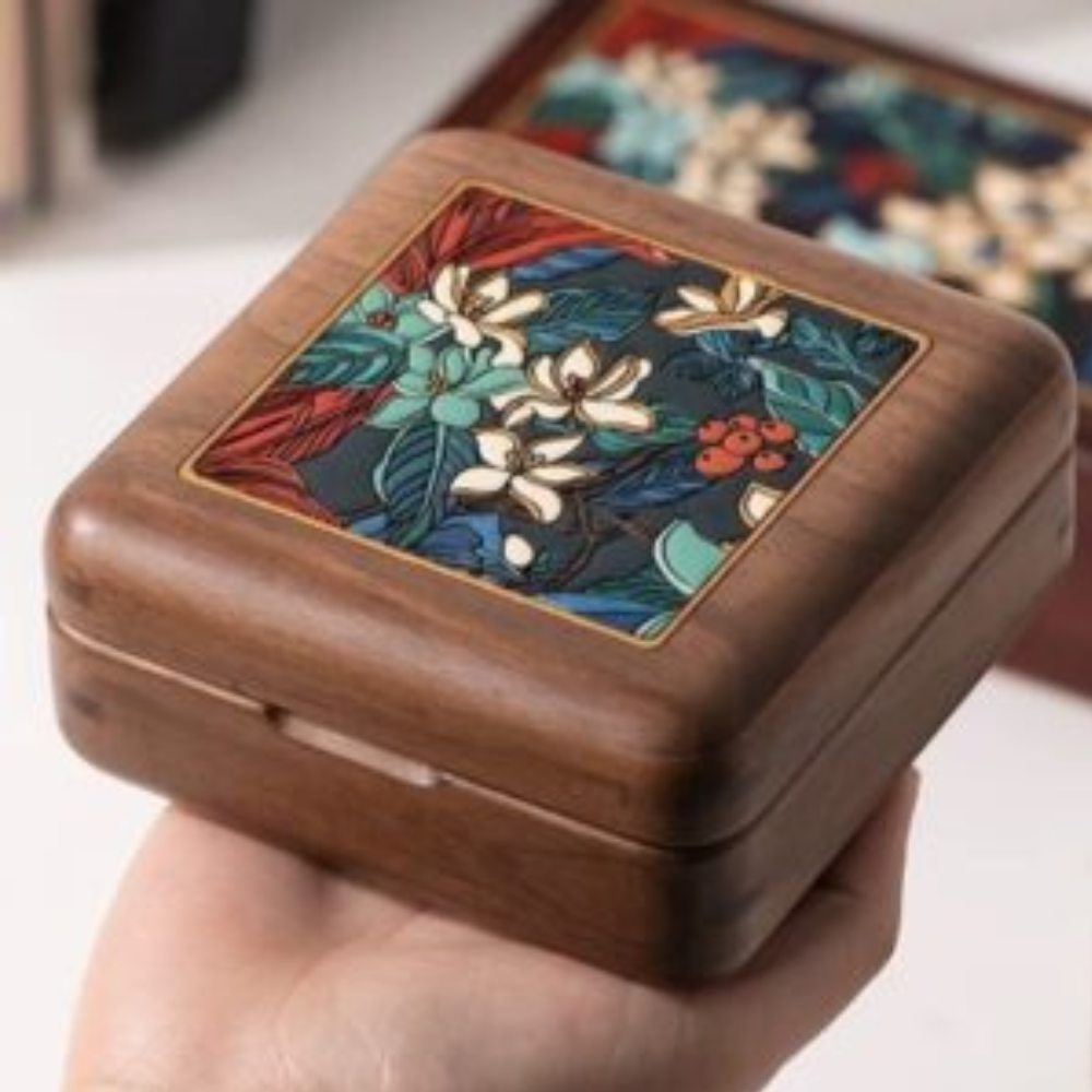 Wooden Jewelry Box with Hand-Painted Design view 3