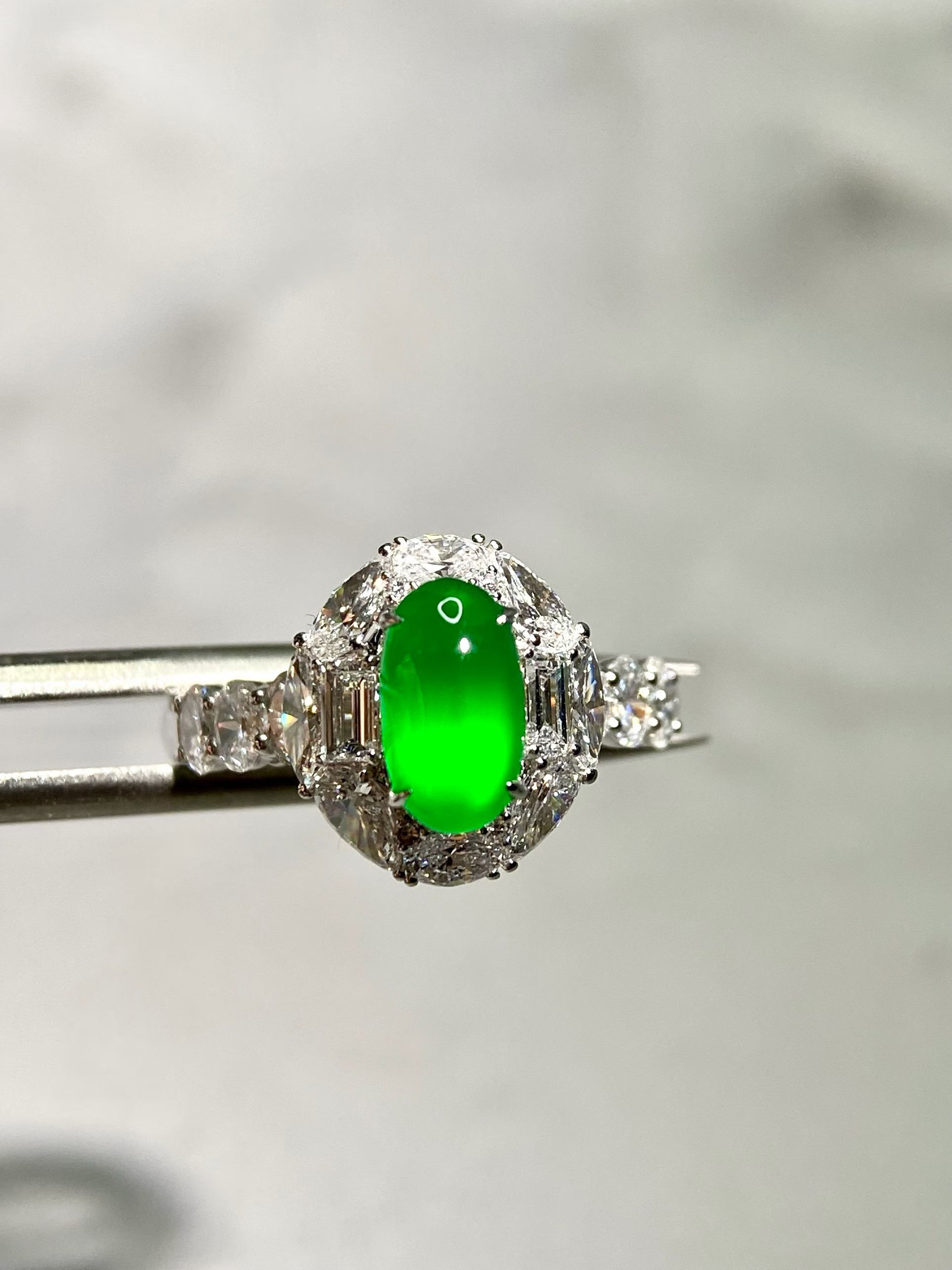 Imperial Green Long Shi Zhong Jadeite Ring view 3