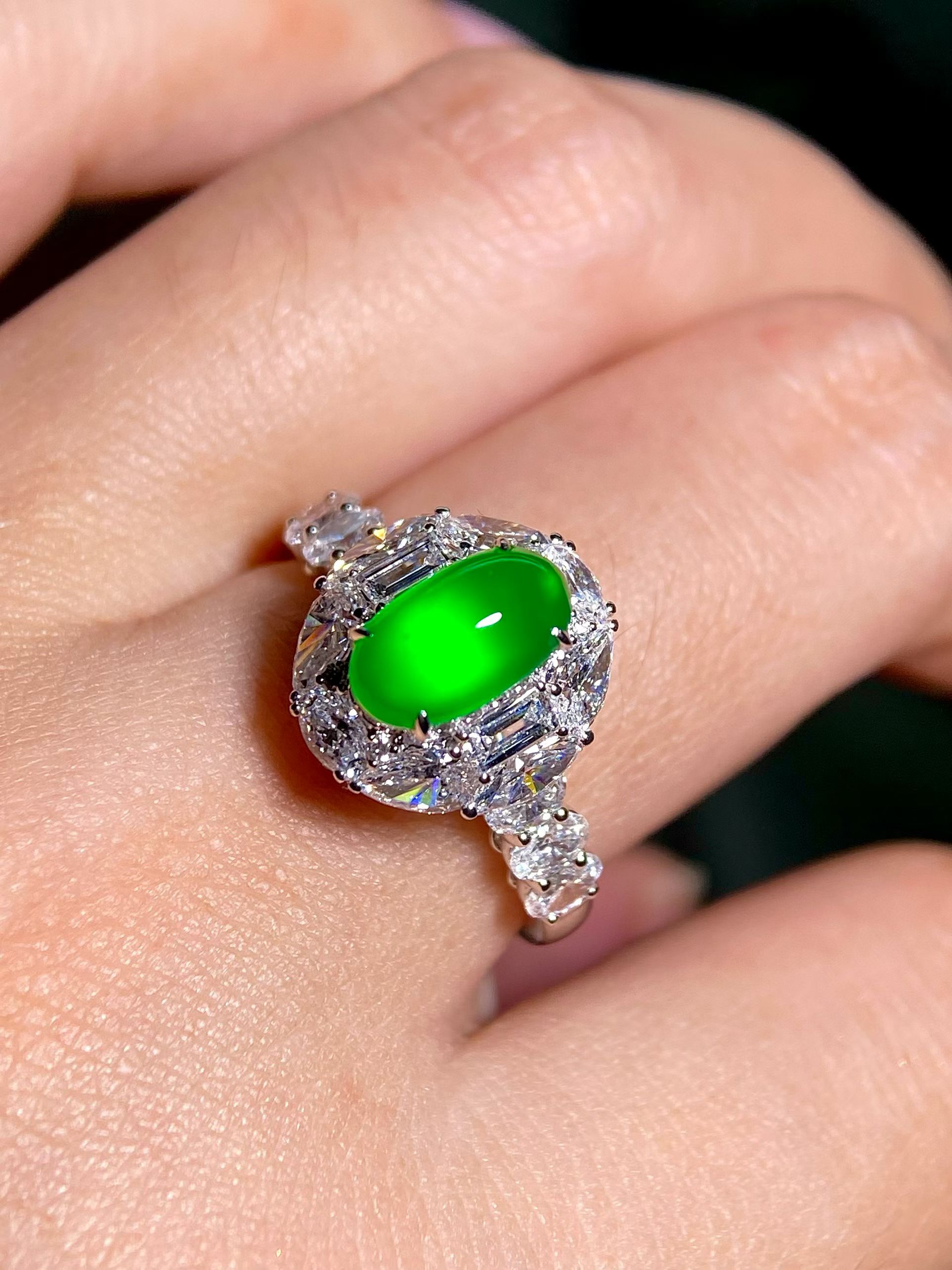 Imperial Green Long Shi Zhong Jadeite Ring view 6