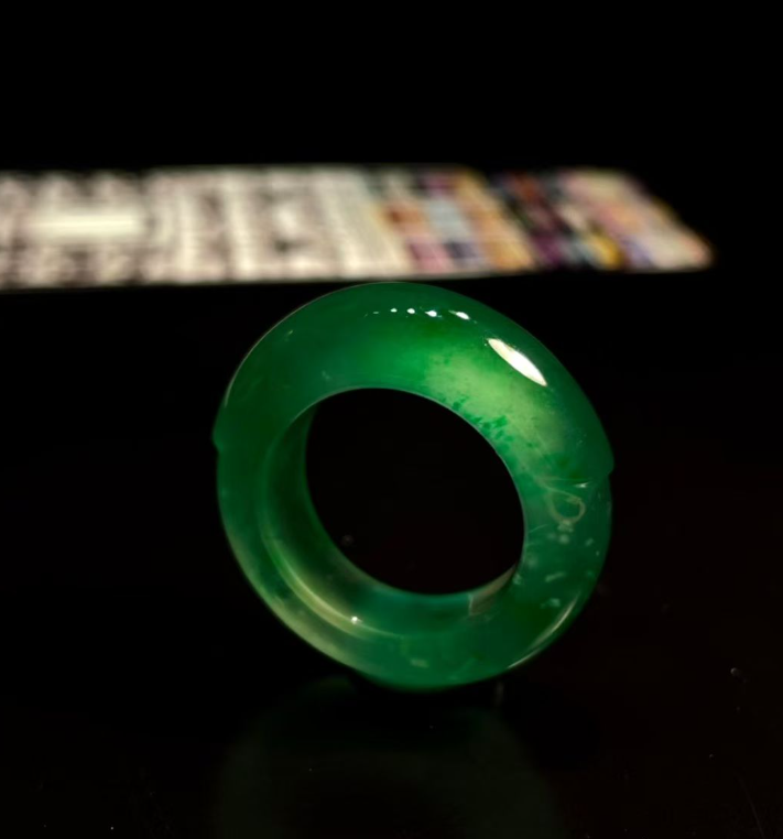 Glassy Sweet Green Jadeite Band Ring view 2