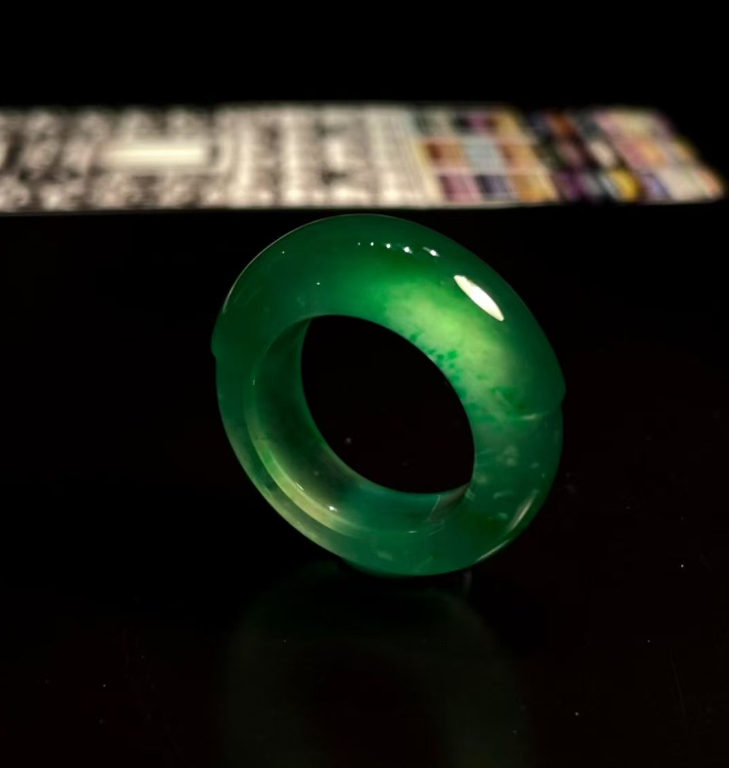 Glassy Sweet Green Jadeite Band Ring view 3
